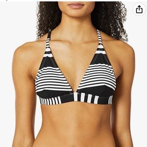 La Blanca Triangle Bra Bikini Top, Black//fine line, 4
